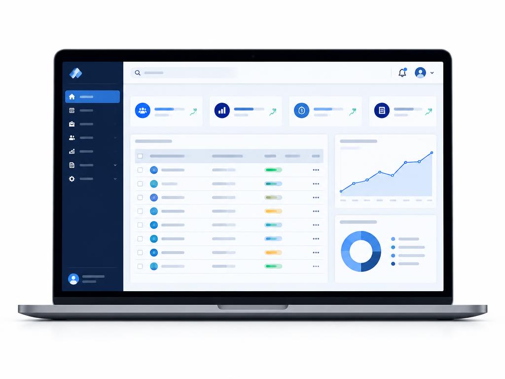 Mockup de um sistema de gestão desenvolvido sob medida